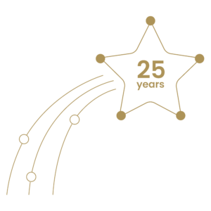 Drummond 25th anniversary year icon - gold.